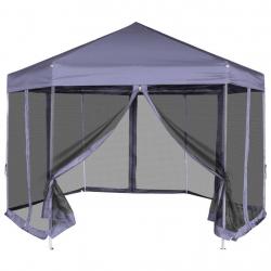Chapiteau hexagonal avec 6 parois latérales 3,6x3,1m Bleu foncé alsavelo