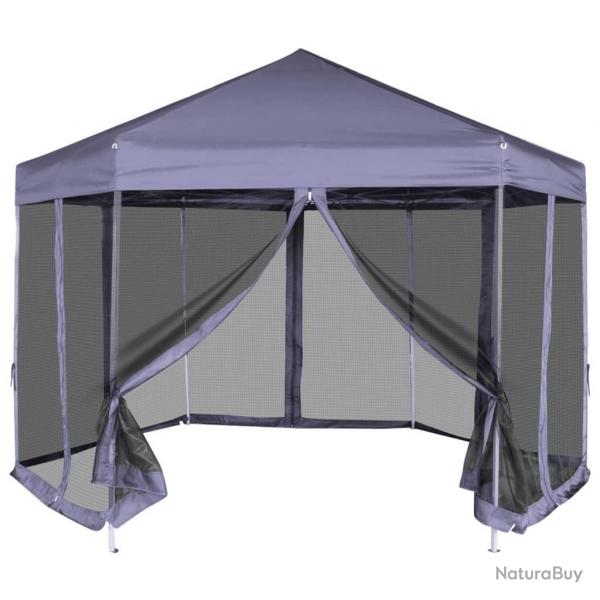 Chapiteau hexagonal avec 6 parois latrales 3,6x3,1m Bleu fonc alsavelo