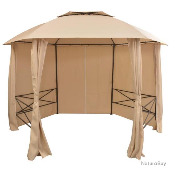 Chapiteau tente de jardin avec rideaux Hexagonal 360 x 265 cm alsavelo