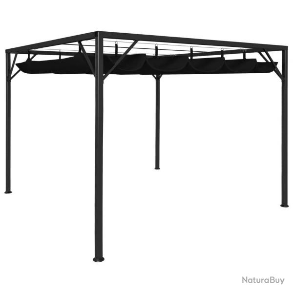 Chapiteau de jardin avec auvent rtractable 3x3 m Anthracite alsavelo