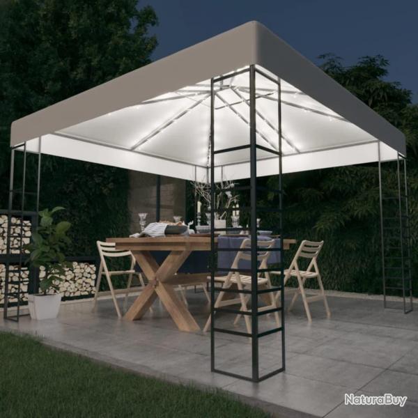 Chapiteau de jardin avec guirlande lumineuse  LED 3x3 m Blanc alsavelo