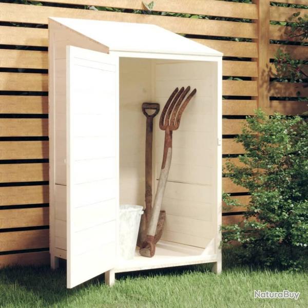 Remise de jardin Blanc 55x52x112 cm Bois de sapin solide alsavelo