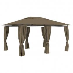 Chapiteau de jardin avec rideaux 4x3 m Taupe 180 g/m² alsavelo