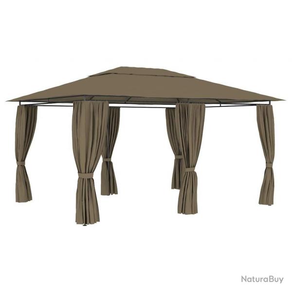 Chapiteau de jardin avec rideaux 4x3 m Taupe 180 g/m alsavelo