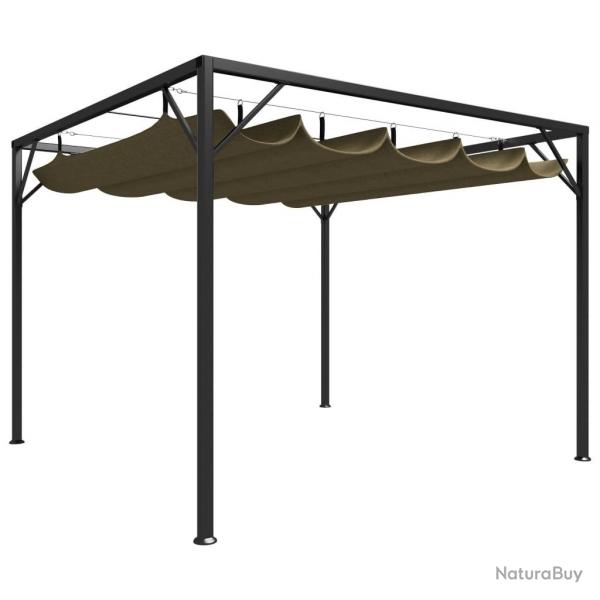 Chapiteau de jardin avec auvent rtractable 3x3m Taupe 180 g/m alsavelo