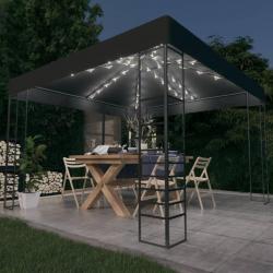 Chapiteau de jardin avec lumières LED 3x3 m Anthracite alsavelo