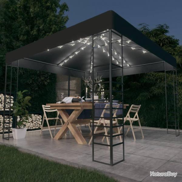 Chapiteau de jardin avec lumires LED 3x3 m Anthracite alsavelo