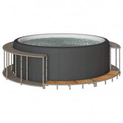 Cadre de bain à remous rangement et marche gris résine tressée alsavelo