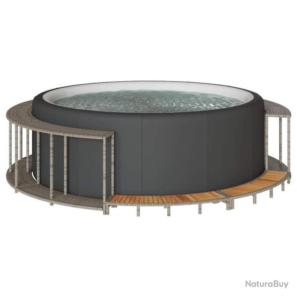 Cadre de bain  remous rangement et marche gris rsine tresse alsavelo