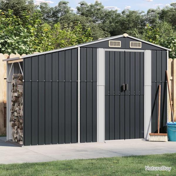 Abri de jardin anthracite 277x93x179 cm acier galvanis alsavelo