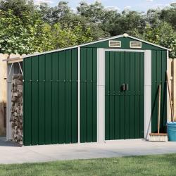 Abri de jardin vert 277x93x179 cm acier galvanisé alsavelo