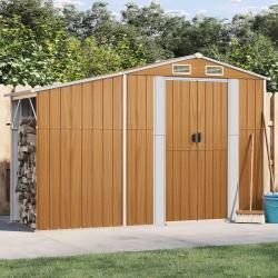 Abri de jardin marron 277x93x179 cm acier galvanisé alsavelo