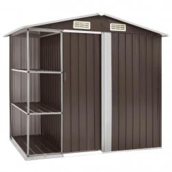 Abri de jardin avec étagère Marron 205x130x183 cm Fer alsavelo