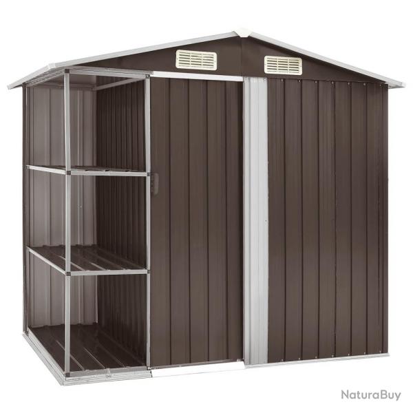 Abri de jardin avec tagre Marron 205x130x183 cm Fer alsavelo