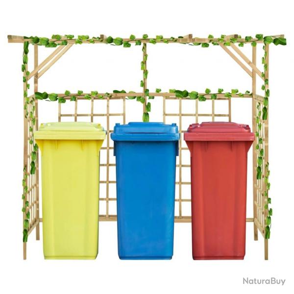 Pergola de jardin pour poubelles triples Bois de pin imprgn alsavelo