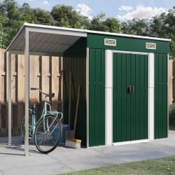 Abri de jardin avec toit prolongé vert 277x110,5x181 cm acier alsavelo