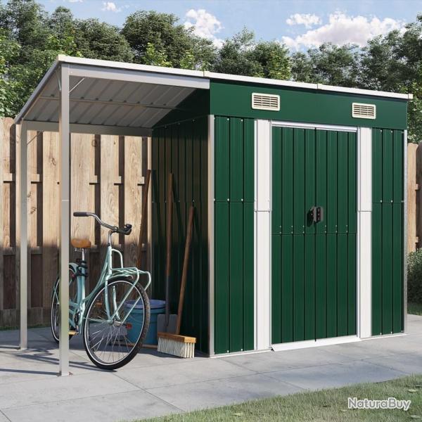 Abri de jardin avec toit prolong vert 277x110,5x181 cm acier alsavelo