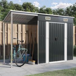 Abri de jardin avec toit prolongé anthracite 277x110,5x181 cm alsavelo