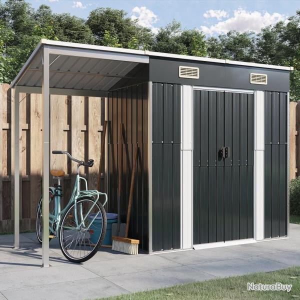 Abri de jardin avec toit prolong anthracite 277x110,5x181 cm alsavelo