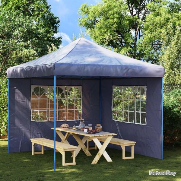 Paroi de tente de rception 2 pcs avec fentre PE Bleu alsavelo