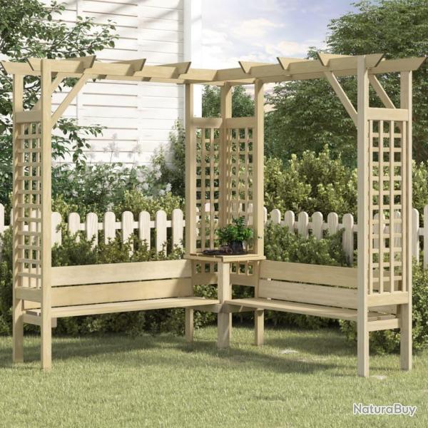 Pergola d'angle avec banc Bois de pin imprgn alsavelo