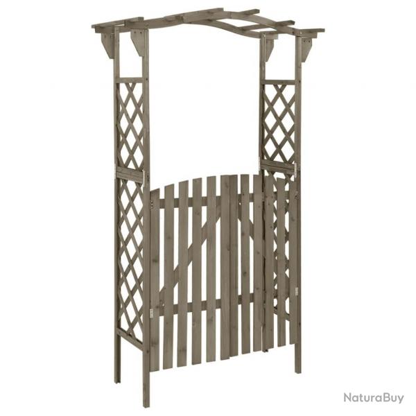 Pergola avec portail 116x40x204 cm Gris Bois de sapin massif alsavelo
