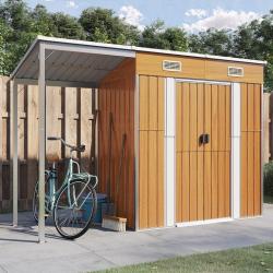 Abri de jardin avec toit prolongé marron clair 277x110,5x181 cm alsavelo