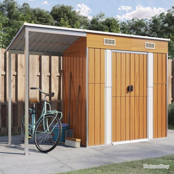 Abri de jardin avec toit prolong marron clair 277x110,5x181 cm alsavelo