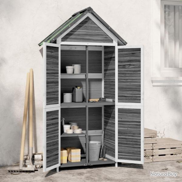 Abri  outils de jardin gris 89x52,5x175 cm bois massif pin alsavelo