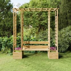 Pergola de jardin avec banc et jardinières Bois de pin imprégné alsavelo