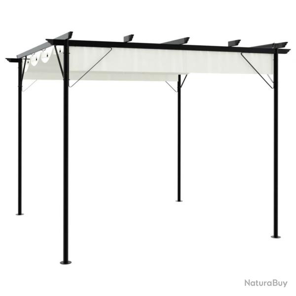 Pergola avec toit rtractable Blanc crme 3 x 3 m Acier alsavelo