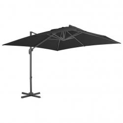 Parasol de jardin en porte-à-faux avec mât en aluminium noir alsavelo