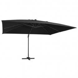 Parasol déporté avec lumières LED Aluminium 400x300 cm noir alsavelo