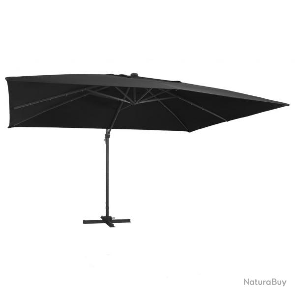 Parasol dport avec lumires LED Aluminium 400x300 cm noir alsavelo