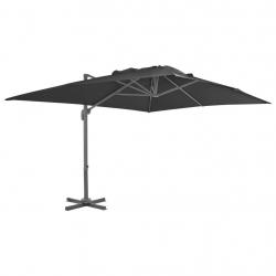 Parasol de jardin en porte-à-faux avec mât en aluminium noir alsavelo