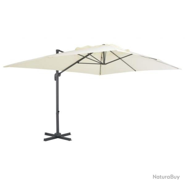 Parasol de jardin en porte--faux et poteau en aluminium sable alsavelo