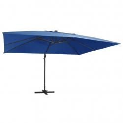 Parasol de jardin en porte-à-faux lumières LED mât en aluminium alsavelo