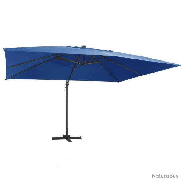 Parasol de jardin en porte--faux lumires LED mt en aluminium alsavelo