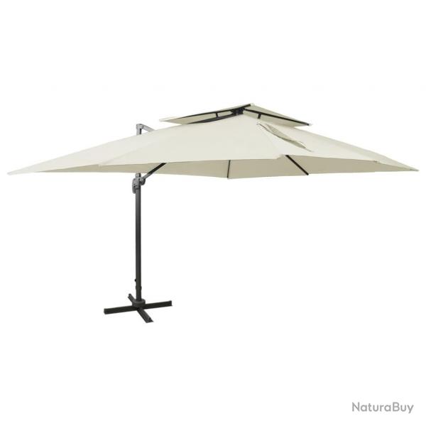 Parasol de jardin en porte--faux avec double toit sable alsavelo