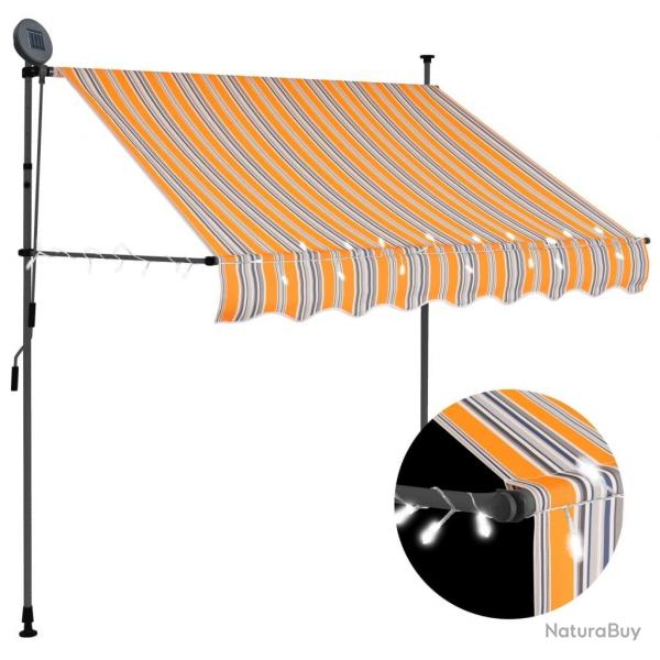 Auvent manuel rtractable avec LED 100 cm Jaune et bleu alsavelo