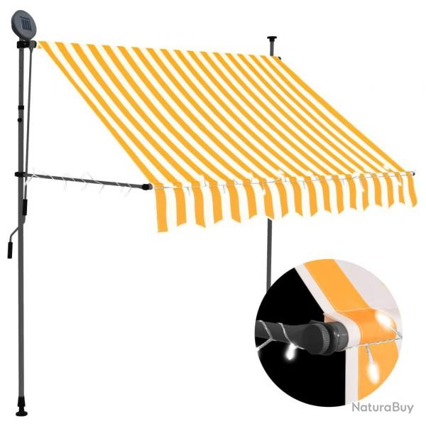 Auvent manuel rtractable avec LED 100 cm Blanc et orange alsavelo