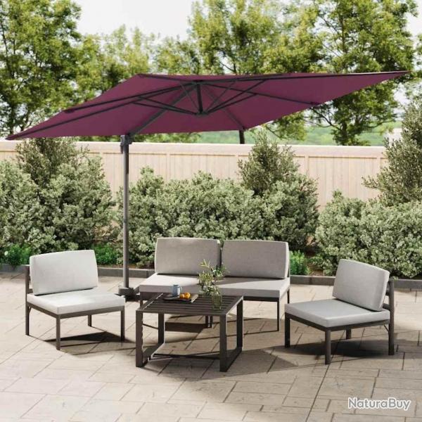 Parasol cantilever  LED Rouge Bordeaux 400x300 cm alsavelo