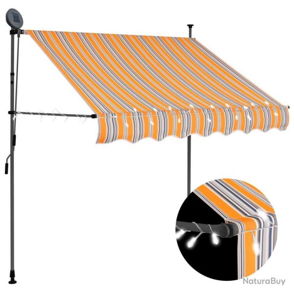 Auvent manuel rtractable avec LED 200 cm Jaune et bleu alsavelo