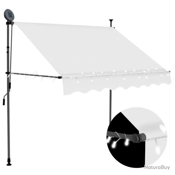 Auvent manuel rtractable avec LED 150 cm Crme alsavelo