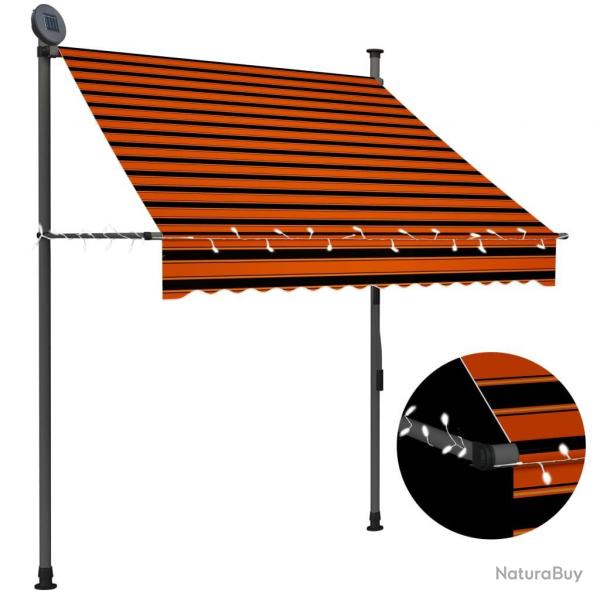 Auvent manuel rtractable avec LED 150 cm Orange et marron alsavelo