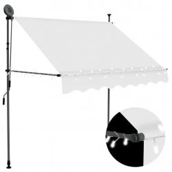 Auvent manuel rétractable avec LED 200 cm Crème alsavelo
