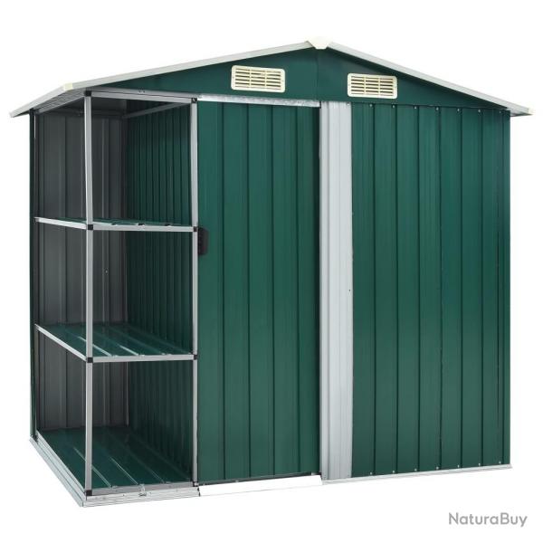 Abri de jardin avec tagre Vert 205x130x183 cm Fer alsavelo