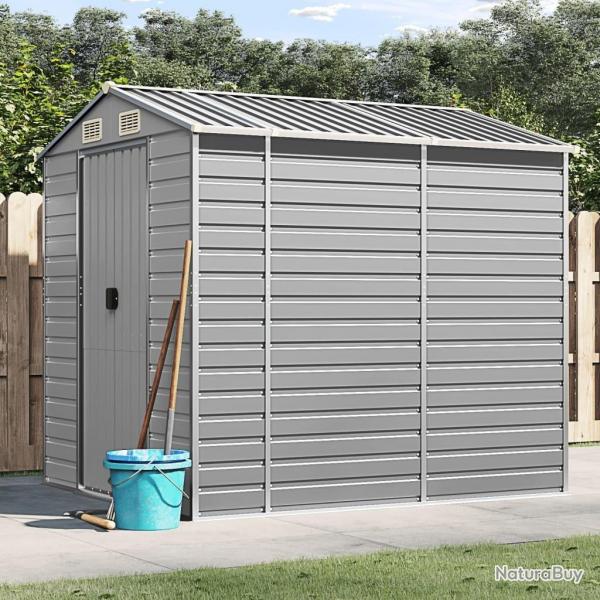 Abri de jardin gris clair 191x215x198 cm acier galvanis alsavelo