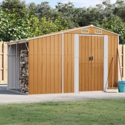 Abri de jardin marron clair 277x192,5x179 cm acier galvanisé alsavelo