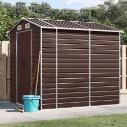 Abri de jardin marron 191x215x198 cm acier galvanisé alsavelo